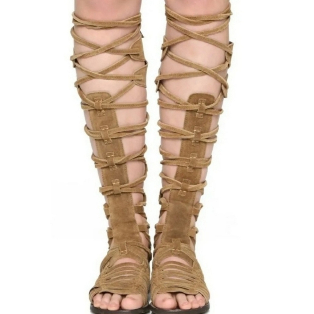 Womens Free People Knee High Gladiator Sandals Size 39 Immaculate Condition